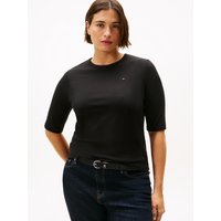 Tommy Hilfiger Curve Kurzarmshirt "CRV SLIM 5X2 RIB C-NK 1/2 SLV", in großen Größen, in gerippter Struktur von Tommy Hilfiger Curve