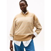 Tommy Hilfiger Curve Stehkragenpullover "CRV CO JERSEY GOLD BTN MK-NK SWT" in großen Größen, mit goldfarbenen Knöpfen von Tommy Hilfiger Curve