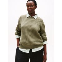 Tommy Hilfiger Curve Strickpullover "CRV CO CABLE FINE GG C-NK LS SWT", in großen Größen, mit Zopfmuster von Tommy Hilfiger Curve