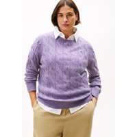 Tommy Hilfiger Curve Strickpullover "CRV SOFT WOOL CABLE C-NK LS SWT", in großen Größen, mit Zopfmuster, aus reiner Wolle von Tommy Hilfiger Curve
