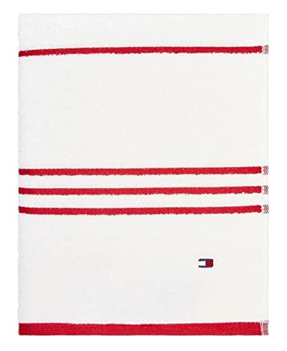 Tommy Hilfiger Badetuch, modern, amerikanische Streifen, 574 g/m², Dobby, 76,2 x 142,2 cm, 100% Baumwolle (Weiß/Rot) von Tommy Hilfiger