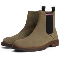 Tommy Hilfiger Chelseaboots "CLEATED HILFIGER SUEDE CHELSEA" Blockabsatz, Stiefelette, Businessschuh in schmaler Form von Tommy Hilfiger