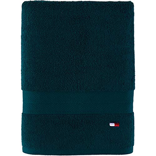 Tommy Hilfiger Einfarbiges Badetuch, 76,2 x 137,2 cm, 100% Baumwolle, 574 g/m² (dunkelgrün) von Tommy Hilfiger