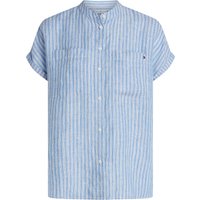 Tommy Hilfiger Kurzarmbluse "ESS LINEN COLLARLESS S/S BLOUSE" mit Logostickerei,kühlendes Premium Leinen Tommy Hilfiger Kurzarmbluse "ESS LINEN COLLARLESS S/S BLOUSE" mit Logostickerei,kühlendes Premium Leinen von Tommy Hilfiger