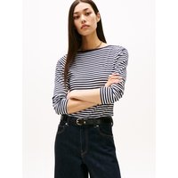 Tommy Hilfiger Langarmshirt "SLIM 5X2 RIB BOAT-NK LS mit U-Boot Ausschnitt und Rippstruktur", unifarben, casual, slim fit, Viskosemix, U-Boot-Ausschnitt von Tommy Hilfiger