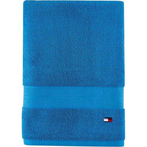 Tommy Hilfiger Einfarbiges Badetuch, 76,2 x 137,2 cm, 100% Baumwolle, 574 g/m², Blau von Tommy Hilfiger