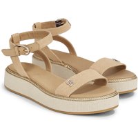 Tommy Hilfiger Riemchensandale "LINEN WITH GOLD FLATFORM" von Tommy Hilfiger