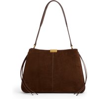 Tommy Hilfiger Schultertasche "CASUAL LEATHER SHOULDER BAG SUED", Damen Handtasche, Tragetasche mit Logo-Schmuckelement von Tommy Hilfiger