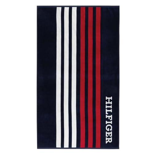 Tommy Hilfiger Strandtuch aus reinem Baumwoll-Frottee, Design: Relax 51, Größe: 90 x 160 cm von Tommy Hilfiger