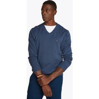 Tommy Hilfiger Strickpullover "ESSENTIAL COTTON V NECK mit V-Ausschnitt und Stickerei" unifarben, casual, regular fit, Baumwolle, V-Ausschnitt von Tommy Hilfiger