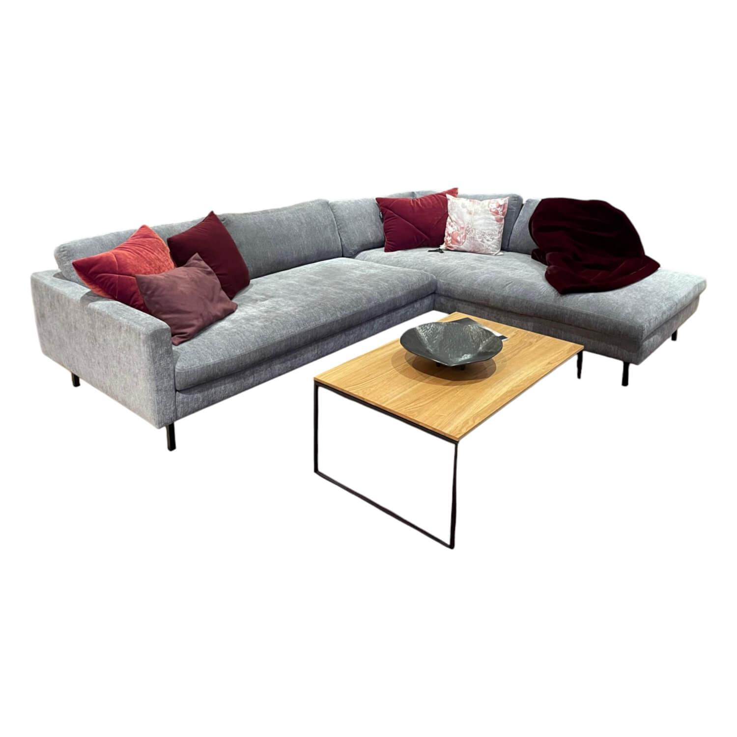 Ecksofa Buster Stoff C Granite 03 Grau Füße Metall Schwarz Lackiert von Tommy M