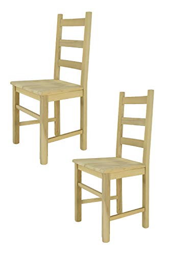 t m c s Tommychairs - 2er Set Stühle Rustica für Küche und Esszimmer, robuste Struktur aus poliertem Buchenholz, unbehandelt und 100% natürlich, Sitzfläche aus poliertem Holz von t m c s