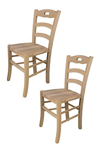 t m c s Tommychairs - 2er Set Stühle Savoie für Küche und Esszimmer, robuste Struktur aus poliertem Buchenholz, unbehandelt und 100% natürlich, Sitzfläche aus poliertem Holz von t m c s