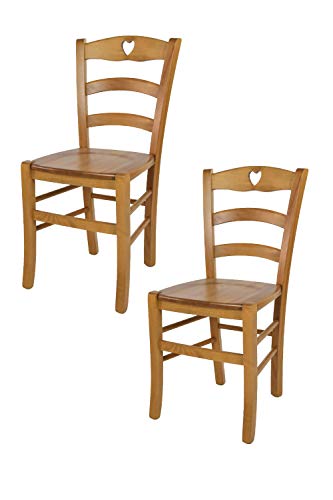 t m c s Tommychairs - 2er Set Stühle Cuore für Küche und Esszimmer, Robuste Struktur aus Buchenholz in der Farbe Eichenholz lackiert und Sitzfläche aus Holz von t m c s