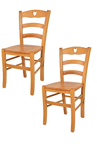 t m c s Tommychairs - 2er Set Stühle Cuore für Küche und Esszimmer, Robuste Struktur aus Buchenholz in der Farbe Honig lackiert und Sitzfläche aus Holz von t m c s