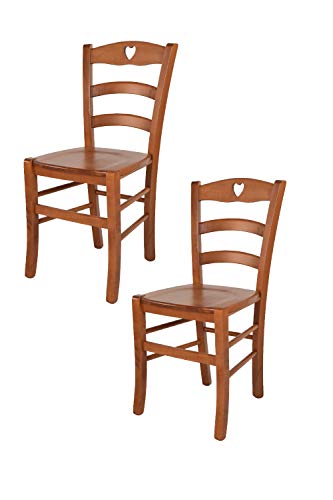 t m c s Tommychairs - 2er Set Stühle Cuore für Küche und Esszimmer, Robuste Struktur aus Buchenholz in der Farbe Kirschholz lackiert und Sitzfläche aus Holz von t m c s