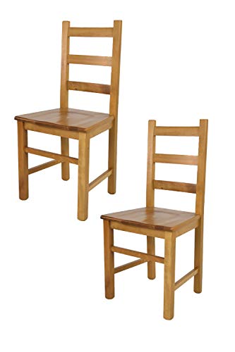 t m c s Tommychairs - 2er Set Stühle Rustica für Küche und Esszimmer, Robuste Struktur aus Buchenholz, in der Farbe Eichenholz lackiert und Sitzfläche aus Holz von t m c s