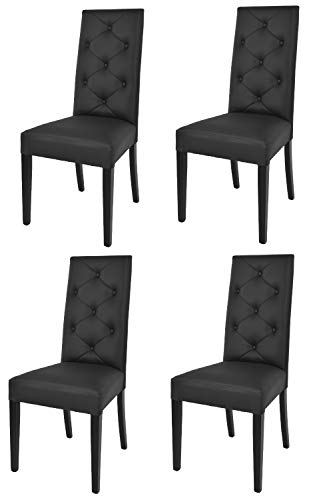 t m c s Tommychairs - 4er Set Moderne Stühle Chantal für Küche und Esszimmer, robuste Struktur aus lackiertem Buchenholz Farbe Schwarz, gepolstert und mit schwarzem Kunstleder bezogen von t m c s