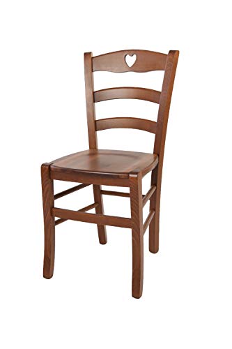 t m c s Tommychairs - Stuhl Cuore für Küche und Esszimmer, Robuste Struktur aus Buchenholz in der Farbe Helles Nussbraun lackiert und Sitzfläche aus Holz von t m c s
