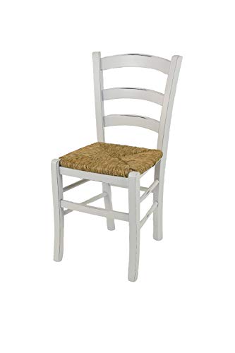 t m c s Tommychairs - Stuhl Venezia für Küche und Esszimmer, Robuste Struktur aus lackiertem Buchenholz im Shabby Chic Stil, handwerklich antik behandelt und Sitzfläche aus Stroh von t m c s