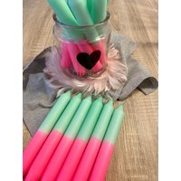 Tommywood.de Dip Dye Stabkerze | Mint Trifft Auf Neon Pink von Tommywoodde