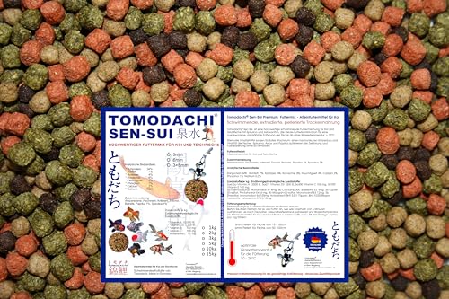 Koifuttermischung, Koifutter, Schwimmfutter, Premium Koimix, Teichfuttermix mit Spirulina, Astax, Paprika, Krillmehl, Tomodachi SenSui, 2Color, 3Color oder 4Color, Qualitäts Koifuttermix 10kg (4Color rot-grün-weiß-braun, 3mm Pelletgröße) von Tomodachi Sen-Sui