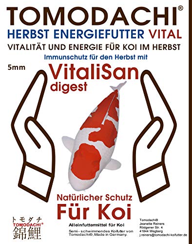 Herbstfutter Koi Sinkfutter Schwimmfutter mit Monoglyceriden Futterverwertung Verdauung farbverstärkend hochverdaulich arktische Rohstoffe 5mm 5kg von Tomodachi