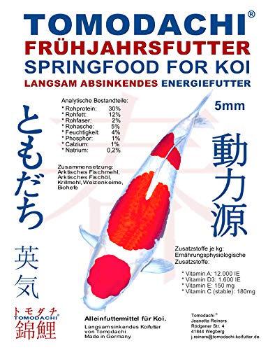 Koifutter Frühjahrsfutter Sinkfutter Koi energiereich arktisches Fischmehl Krillmehl gut verdaulich langsam sinkend Tomodachi Koisinkfutter 5mm 5kg von Tomodachi