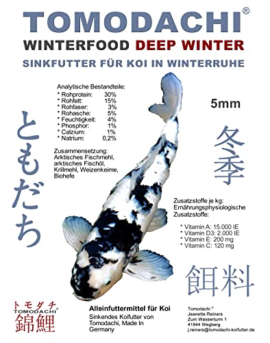 Winterfutter Koi Sinkfutter Koifutter für denWinter arktische Rohstoffe gut verdaulich bei Kälte Energiefutter für Koi im Winter gegen Energiemangel bei Fischen 5mm 15kg von Tomodachi