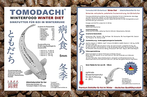 Koifutter Winterfutter Sinkfutter für Koi im Winter schnell sinkende Koifutter Pellets energiereich arktische Rohstoffe hochverdaulich bei Kälte Koiwinterfutter Winter Diet 5mm 10kg von Tomodachi