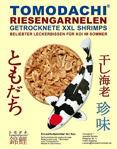 Riesengarnelen, Koifutter Sommer, Koisnack, getrocknete große Süßwassergarnelen, Riesen Shrimps, Gambas für die Handfütterung der Koi, Garnelen, gesunde, leckere Koibelohnung für handzahme Koi, 3kg von Tomodachi