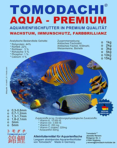 Aquarienfischfutter, Zierfischfutter, Malawi, Diskus, Neon, Guppy, Astax Farbschutz und Immunschutz, ideale Futterverwertung, geringe Wasserbelastung, Tomodachi Aquarienfutter 0,3-0,6 mm 2kg Aquarienfischfutter, Zierfischfutter, Malawi, Diskus, Neon, Guppy, Astax Farbschutz und Immunschutz, ideale Futterverwertung, geringe Wasserbelastung, Tomodachi Aquarienfutter 0,3-0,6 mm 2kg von Tomodachi