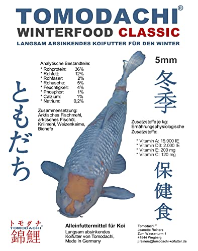 Winterfutter Koifutter Sinkfutter für Koi im Winter gut verdaulich bei Kälte arktische Rohstoffe Energiefutter für Koi im Winter langsam absinkende Koifutter Pellets 5mm 10kg von Tomodachi