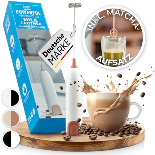Tomorrow is Today Milchaufschäumer Stab inkl. Matcha Mixer-Aufsatz - Milchschäumer elektrisch -Matcha Besen - Ihr Aufschäumer für den idealen Schaumgenuss (Creme-Rosé) von Tomorrow is Today
