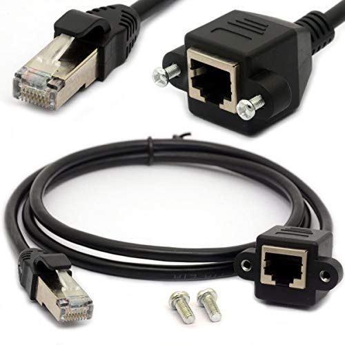 Tomost 1,5 m RJ45 Ethernet Verlängerung Kabel Cat 5e/5 CAT 6 STECKER AUF BUCHSE geschirmt Schraube Panel Mount Internet LAN Netzwerk führen von Tomost