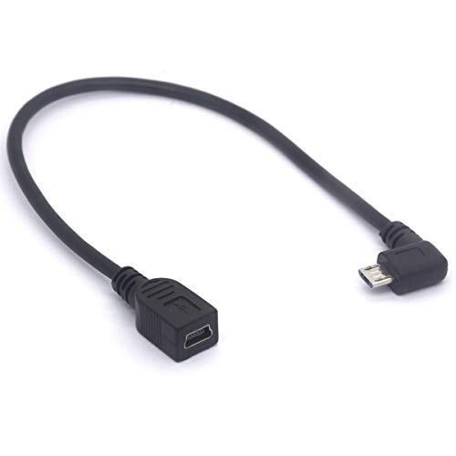 Rechtwinkliger Micro-USB auf Mini-USB-Buchse, Kabelverlängerung – 90 Grad B Micro-USB-Stecker auf Mini-Buchse, Adapter für MP3-Kamera, Smartphone, Tablets (rechts) von Tomost