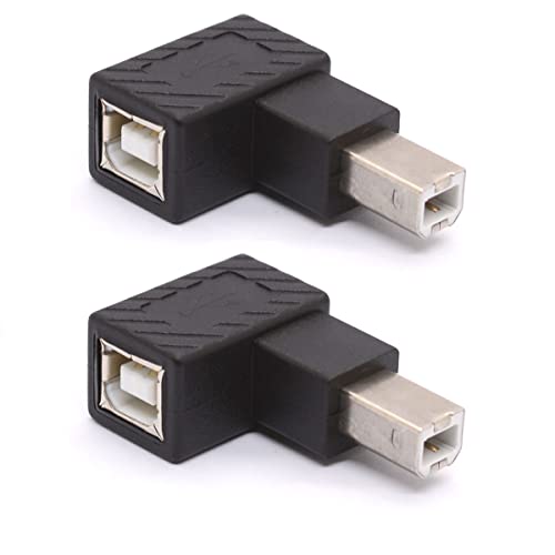 Tomost USB B 2.0 Adapter, USB 2.0 Typ-B Druckeradapter, 90 Grad abgewinkelter USB 2.0 Typ-B Stecker auf Buchse Druckeradapter für Drucker, Scanner, Faxgerät, Mobile Festplatte (rechts 2 Stück) von Tomost