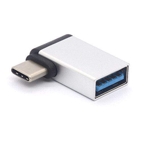 USB Typ C Adapter 90 Grad USB-C auf USB 3.0 Adapter USB C Konverter Anschluss für Macbook Pro 2017, Dell XPS 15, Samsung S9 S8 Hinweis 8, Google Pixel, HuaWei P10 Mate 10, OnePlus (Silber) von Tomost
