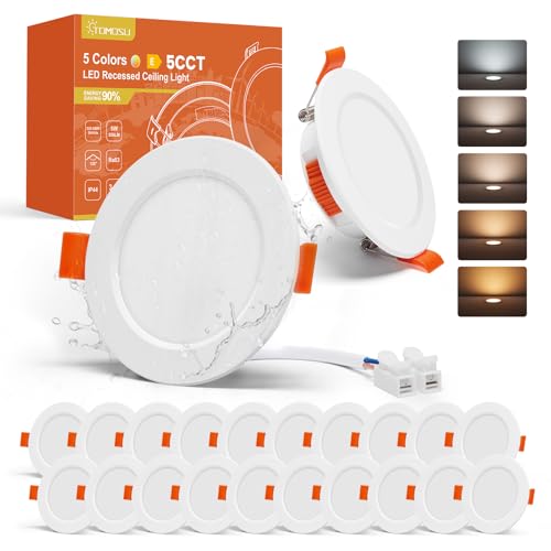 TOMOSU 20er Set 5CCT Led Einbaustrahler 230v, 5W Led Spots 230v 550LM, IP44 Einbauleuchten Decke 70-80mm Lochmaß, Einbauspots Warmweiß Neutralweiß Kaltweiß Decken Spots für Badezimmer Küche Wohnzimmer TOMOSU 20er Set 5CCT Led Einbaustrahler 230v, 5W Led Spots 230v 550LM, IP44 Einbauleuchten Decke 70-80mm Lochmaß, Einbauspots Warmweiß Neutralweiß Kaltweiß Decken Spots für Badezimmer Küche Wohnzimmer von Tomosu