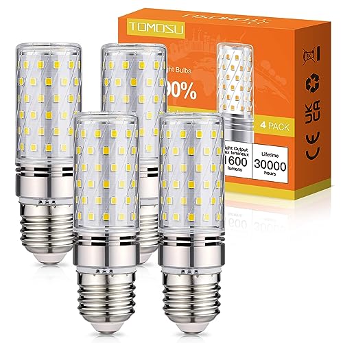 Tomosu E27 LED Kaltweiss 6000K 1600LM, 16W LED Glühbirne E27 ersatz 150W Glühlampe, Energiesparlampe E27 LED Lampe Maiskolben Kleine Kerze Leuchtmittel, Nicht Dimmbar, AC 220-240V, 4er Pack von Tomosu