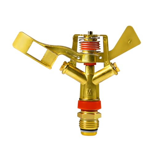 1/2 Zoll Messing Impact Sprinkler Kopf mit Düsen, 360 rotierende oszillierende Sprinkler -Langstrecken -Wassersprinkler, Hochleistungs -Wasserdrucksprinkler für Gras von Tomotato