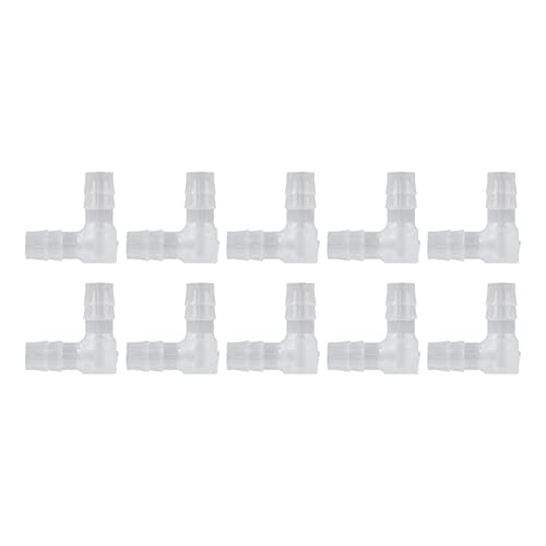 10 Stück Schlauchtülle, L Förmige 90 Grad Winkelverschraubung für Aquarien, 10mm 2 Wege Verbindung mit Gleichem Widerhaken für Adapter Schlauchverschraubung (8mm) von Tomotato