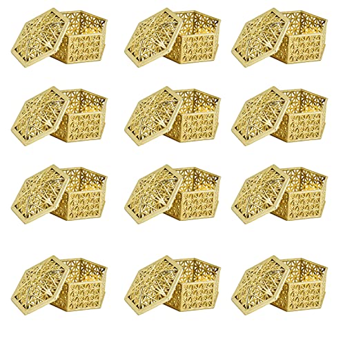 Tomotato Party Favor Box, Elegant Hollow Pattern Party Favor Box, Hexagonal Decoration, 12 Pieces, Plastic, Gift Box for Weddings, Birthdays, Bridal Parties von Tomotato