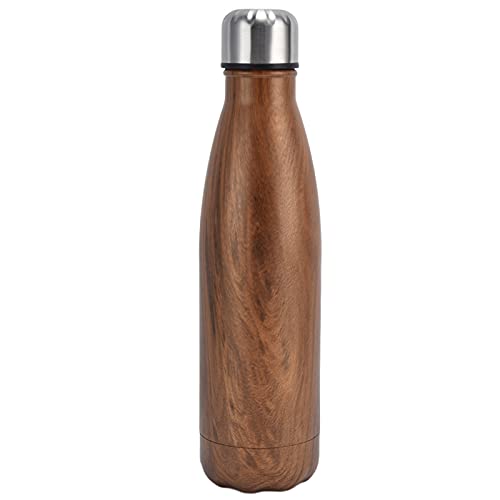 17oz Isolierte Wasserflasche, Edelstahl Thermosflasche mit schmaler Öffnung, Sport Wasserflaschen Halten Getränke Heiß und Kalt für Schule Camping Wandern Reisen (Holzkorn) von Tomotato
