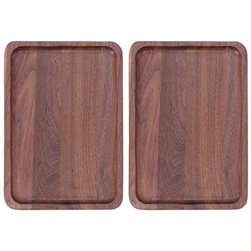 2 Stück Walnuss Teller Holz Servierplatten Handgefertigte Rechteckige Salatteller Perfekt zum Servieren von Käsekeksen und Früchten 18 x 13 x 1,5 cm von Tomotato