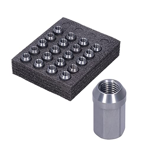 20 Stück Aluminium Radmuttern Ersatz M12x1,5 Schaftlänge 32mm 7075-T6 Autoreifenschraube Racing Rad Muttern, Metall Lug Nuts Radmutter für Auto Modifikation Zubehör Teile(Silber) von Tomotato
