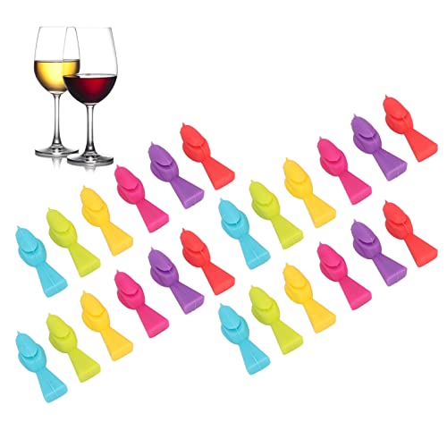24 Stück Weinglas Marker, Vogel Form Silikon Glasmarkierer Weinbecher Etiketten, Wiederverwendbare Glas Markierung Trinkgläser für Zuhause, Bar, Party von Tomotato