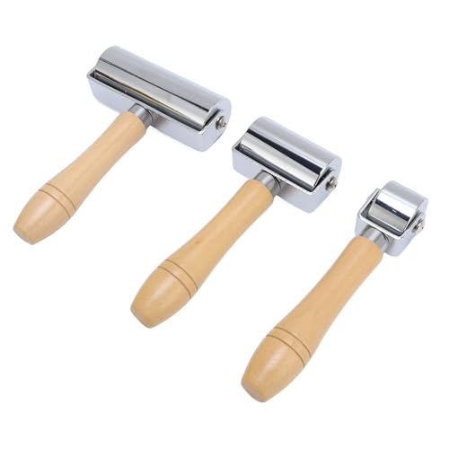 3pcs Leder Press Kante Roller Set, Edelstahl Leder Laminierwerkzeug mit hölzernem Griff für Basteldien -Lederkante Crimping Roller Press Plattenbrett -Werkzeug 3pcs Leder Press Kante Roller Set, Edelstahl Leder Laminierwerkzeug mit hölzernem Griff für Basteldien -Lederkante Crimping Roller Press Plattenbrett -Werkzeug von Tomotato