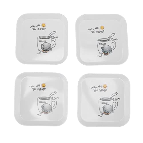 4 Stück Snackteller, 5,9 Zoll Mini Fruchtsnack Quadratische Servierplatte für Party Küche Hochzeit, Kleines Essenstablett für Kekse, Desserts, Vorspeisen(Kaffee) von Tomotato