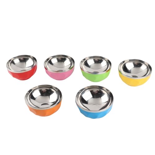 6pcs Edelstahlschüssel Set, farbenfrohe Salatschale mit Plastikschale Wiederverwendbare Servierschalen Dessertschalen für Saucen Reis Nudel Eiscreme (13cm) von Tomotato